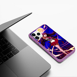Чехол iPhone 11 Pro матовый Sailor Moon Рэй Хино, цвет: 3D-фиолетовый — фото 2