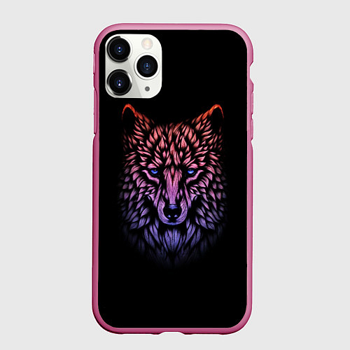 Чехол iPhone 11 Pro матовый Realistic gradient wolf / 3D-Малиновый – фото 1
