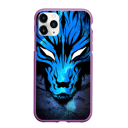 Чехол iPhone 11 Pro матовый Genshin Impact - Волк Севера / 3D-Фиолетовый – фото 1