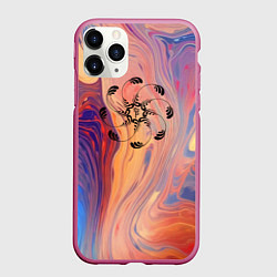 Чехол iPhone 11 Pro матовый Тибетский символ тульпы, цвет: 3D-малиновый