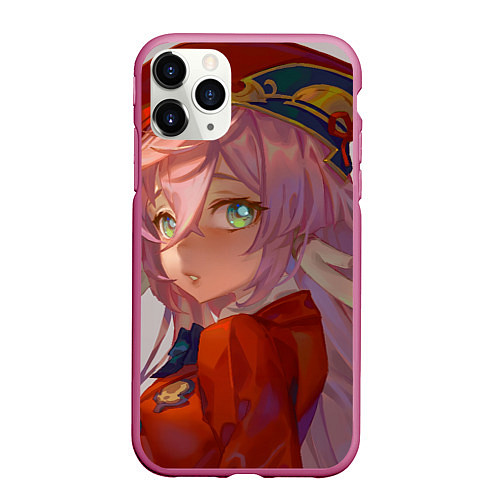 Чехол iPhone 11 Pro матовый Genshin Impact Янь Фэй cute / 3D-Малиновый – фото 1