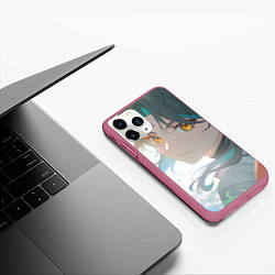 Чехол iPhone 11 Pro матовый Genshin Impact Xiao Adept smile, цвет: 3D-малиновый — фото 2