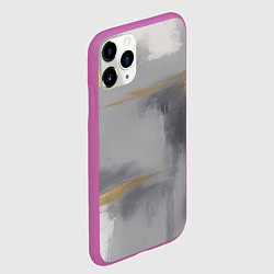 Чехол iPhone 11 Pro матовый Серо золотая абстракция, цвет: 3D-фиолетовый — фото 2