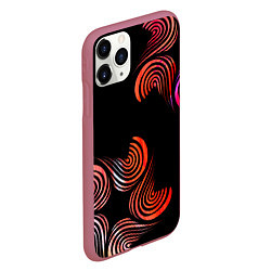 Чехол iPhone 11 Pro матовый Чёрные звёзды и завихрения, цвет: 3D-малиновый — фото 2