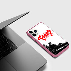 Чехол iPhone 11 Pro матовый Аниме Берсерк - Гатс лежит, цвет: 3D-малиновый — фото 2
