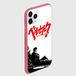 Чехол iPhone 11 Pro матовый Аниме Берсерк - Гатс лежит, цвет: 3D-малиновый — фото 2
