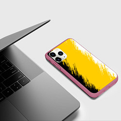 Чехол iPhone 11 Pro матовый Имперский флаг России штрихи, цвет: 3D-малиновый — фото 2