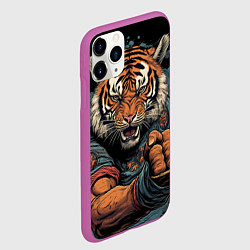 Чехол iPhone 11 Pro матовый Тигр в стойке тайский бокс, цвет: 3D-фиолетовый — фото 2