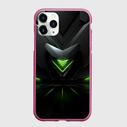 Чехол iPhone 11 Pro матовый Яркая зеленая абстрактная конструкция в стиле nvid, цвет: 3D-малиновый