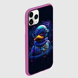 Чехол iPhone 11 Pro матовый Резиновый черный утенок в очках в стиле стимпанк, цвет: 3D-фиолетовый — фото 2