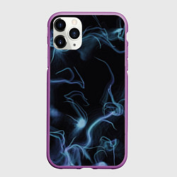 Чехол iPhone 11 Pro матовый Синие неоновые молнии, цвет: 3D-фиолетовый