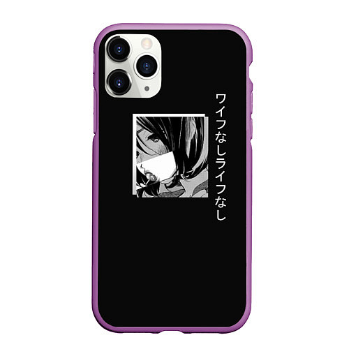 Чехол iPhone 11 Pro матовый Aesthetic anime waifu / 3D-Фиолетовый – фото 1