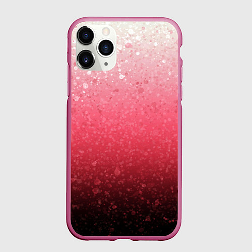 Чехол iPhone 11 Pro матовый Градиент розово-чёрный брызги / 3D-Малиновый – фото 1