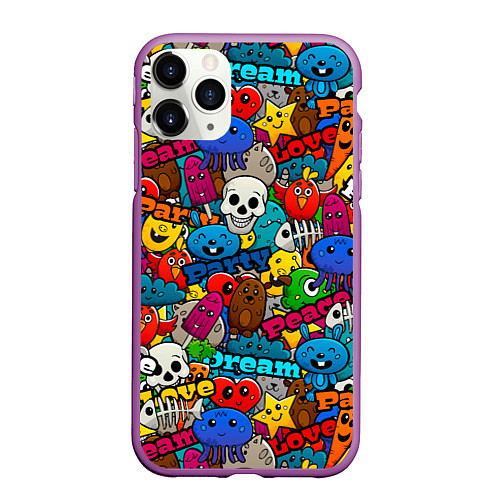 Чехол iPhone 11 Pro матовый Dream love party / 3D-Фиолетовый – фото 1