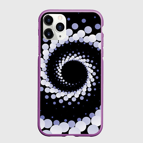 Чехол iPhone 11 Pro матовый Спираль из окружностей / 3D-Фиолетовый – фото 1