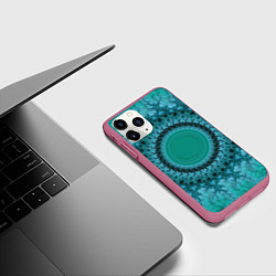 Чехол iPhone 11 Pro матовый Круговой фрактал, цвет: 3D-малиновый — фото 2