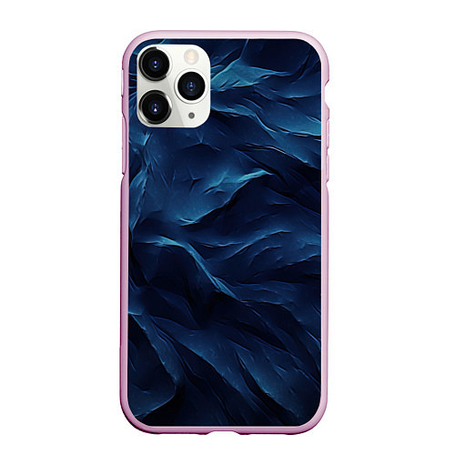 Чехол iPhone 11 Pro матовый Синие глубокие абстрактные волны / 3D-Розовый – фото 1