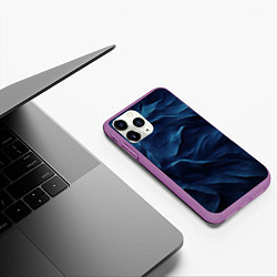 Чехол iPhone 11 Pro матовый Синие глубокие абстрактные волны, цвет: 3D-фиолетовый — фото 2