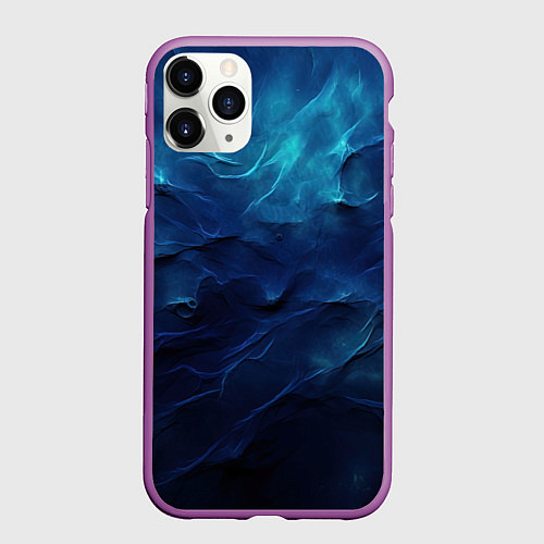 Чехол iPhone 11 Pro матовый Абстрактные волны глубины / 3D-Фиолетовый – фото 1