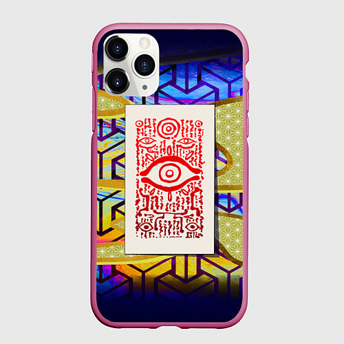 Чехол iPhone 11 Pro матовый Амулет и золотой туман / 3D-Малиновый – фото 1