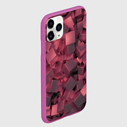 Чехол iPhone 11 Pro матовый Кубики металлические красные, цвет: 3D-фиолетовый — фото 2