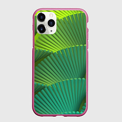 Чехол iPhone 11 Pro матовый Объемные веерные столбики, цвет: 3D-малиновый
