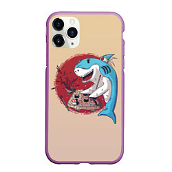 Чехол iPhone 11 Pro матовый Sushi shark, цвет: 3D-фиолетовый