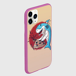 Чехол iPhone 11 Pro матовый Sushi shark, цвет: 3D-фиолетовый — фото 2