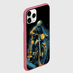 Чехол iPhone 11 Pro матовый Ночной мотокросс, цвет: 3D-малиновый — фото 2