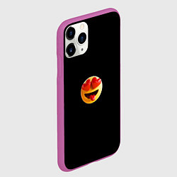 Чехол iPhone 11 Pro матовый Объемный влюблённый смайл улыбка с языком черном, цвет: 3D-фиолетовый — фото 2
