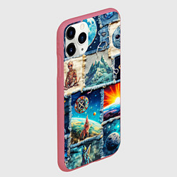 Чехол iPhone 11 Pro матовый Разнообразие миров - пэчворк, цвет: 3D-малиновый — фото 2