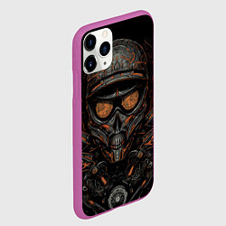 Чехол iPhone 11 Pro матовый Темный череп мотоциклиста, цвет: 3D-фиолетовый — фото 2