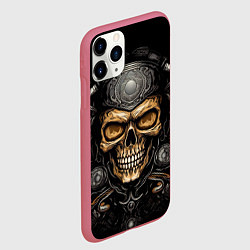Чехол iPhone 11 Pro матовый Ретро череп мотоциклиста, цвет: 3D-малиновый — фото 2