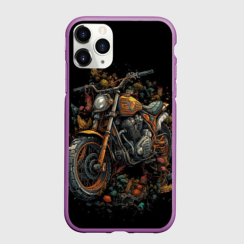 Чехол iPhone 11 Pro матовый Мотоцикл абстракции / 3D-Фиолетовый – фото 1