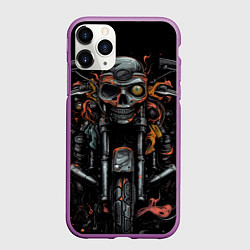 Чехол iPhone 11 Pro матовый Череп из мотоцикла, цвет: 3D-фиолетовый