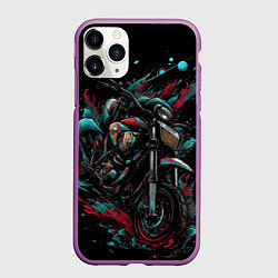 Чехол iPhone 11 Pro матовый Мото и брызги краски