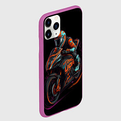 Чехол iPhone 11 Pro матовый Мотоцикл будущего в стиле киберпанк, цвет: 3D-фиолетовый — фото 2