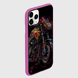 Чехол iPhone 11 Pro матовый Темный мотоцикл на черном фоне, цвет: 3D-фиолетовый — фото 2