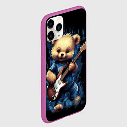 Чехол iPhone 11 Pro матовый Плюшевый медведь музыкант с гитарой, цвет: 3D-фиолетовый — фото 2