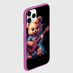Чехол iPhone 11 Pro матовый Большой плюшевый медведь играет на гитаре, цвет: 3D-фиолетовый — фото 2