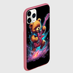 Чехол iPhone 11 Pro матовый Большой плюшевый медведь играет на гитаре, цвет: 3D-малиновый — фото 2