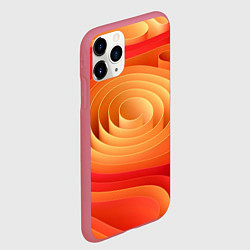 Чехол iPhone 11 Pro матовый Оранжевые объемные круги, цвет: 3D-малиновый — фото 2