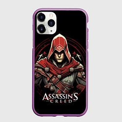 Чехол iPhone 11 Pro матовый Assassins creed в красном капюшоне