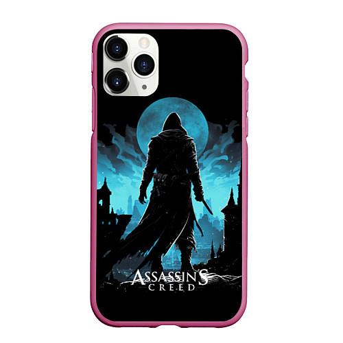 Чехол iPhone 11 Pro матовый Assassins creed сумерки / 3D-Малиновый – фото 1