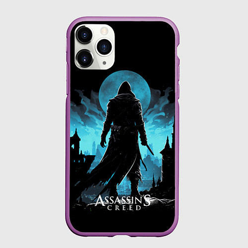 Чехол iPhone 11 Pro матовый Assassins creed сумерки / 3D-Фиолетовый – фото 1