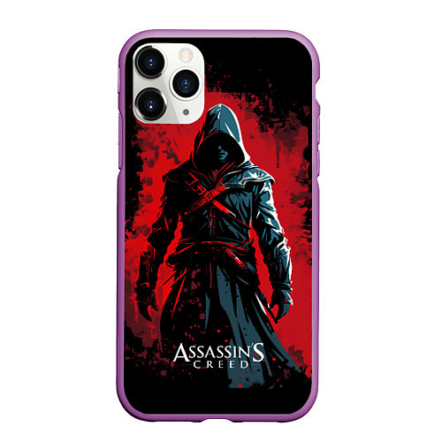 Чехол iPhone 11 Pro матовый Assassins creed выход из темноты / 3D-Фиолетовый – фото 1