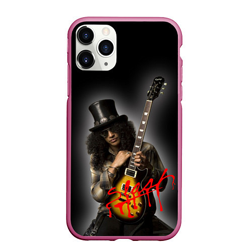 Чехол iPhone 11 Pro матовый Slash музыкант группы Guns N Roses / 3D-Малиновый – фото 1