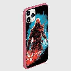 Чехол iPhone 11 Pro матовый Assassins creed фон абстрактный, цвет: 3D-малиновый — фото 2