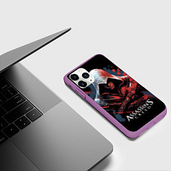 Чехол iPhone 11 Pro матовый Assassins creed красная краска, цвет: 3D-фиолетовый — фото 2