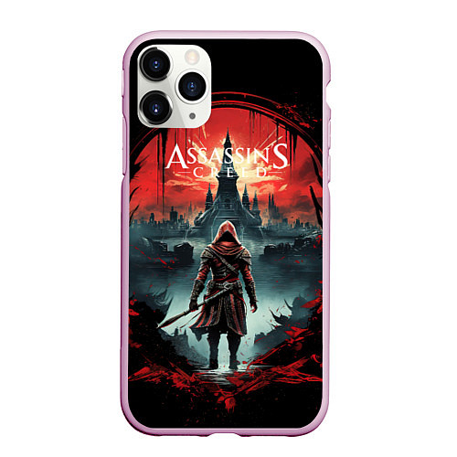 Чехол iPhone 11 Pro матовый Assassins creed город на горизонте / 3D-Розовый – фото 1